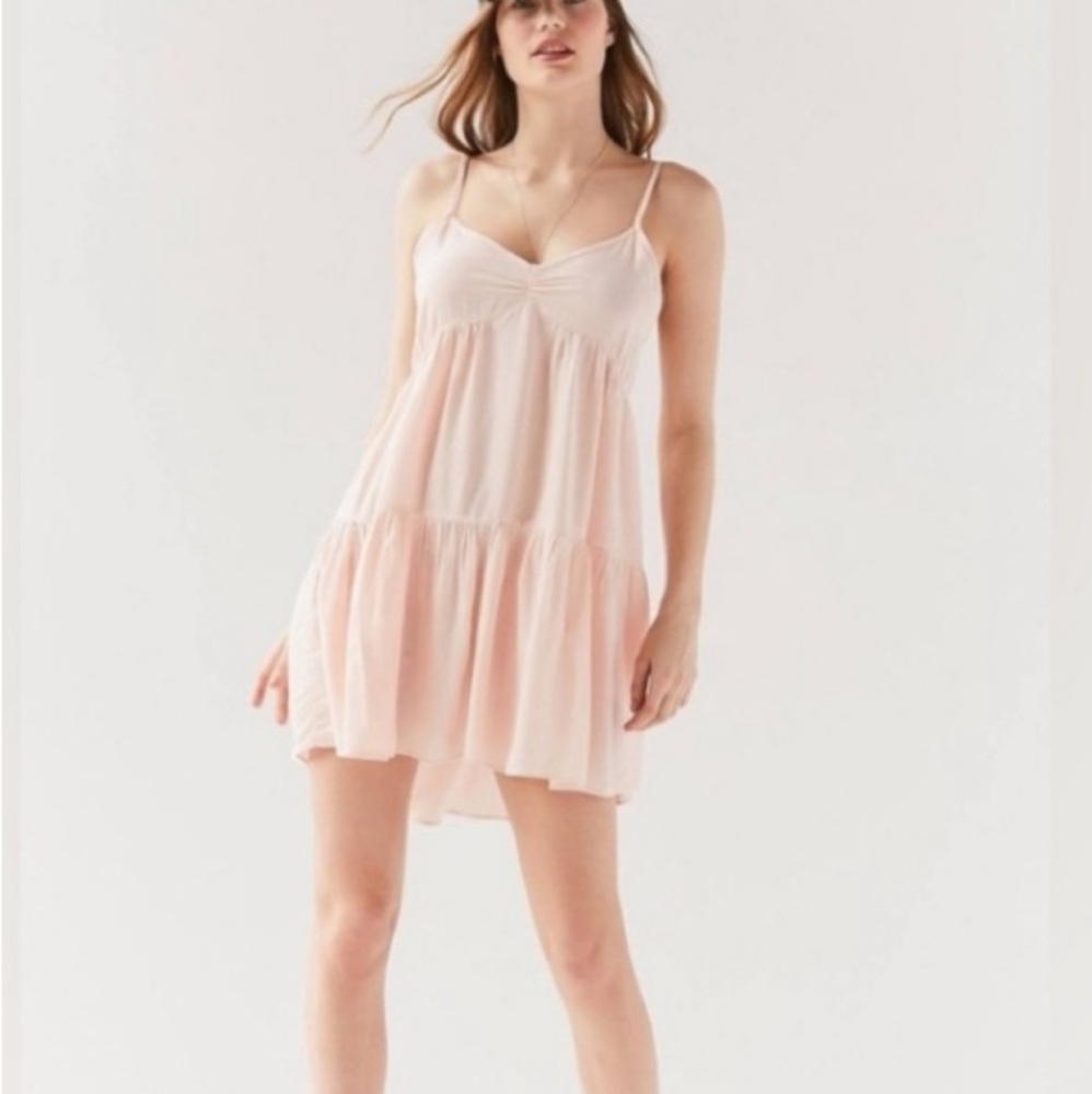 (B44) Urban Outfitters Harper Tiered Lace-Up Babydoll Dress,‎ Size Large
